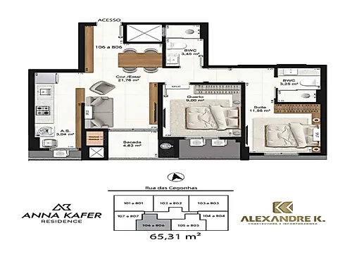 Apartamento 2 Quartos 65m² no Anna Kafer - Pedra Branca - Foto 16
