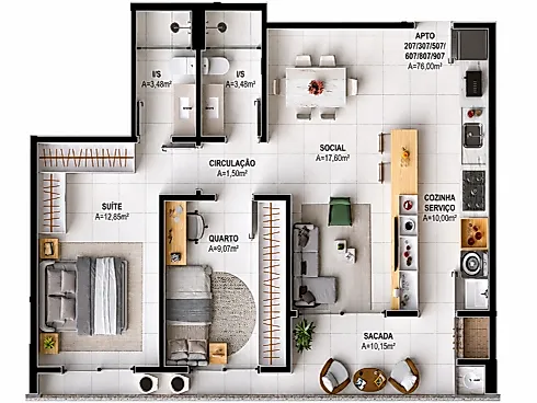 Apartamento 2 Quartos no New York Residence - Pedra Branca - Foto 26