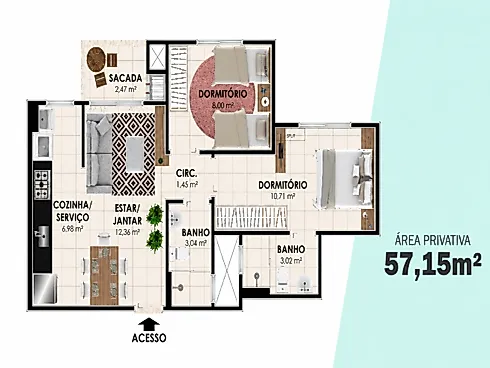 Apartamento 2 Quartos no Garden Club Residence Ii - Pedra Branca - Foto 26