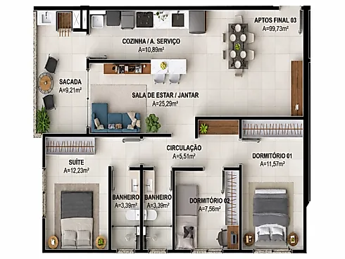Apartamento 3 Quartos no Residencial Villagio Di Genova - Pagani - Foto 9