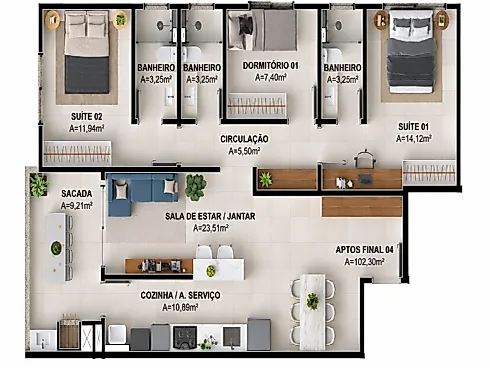 Apartamento 3 Quartos no Residencial Villagio Di Genova - Pagani - Foto 10