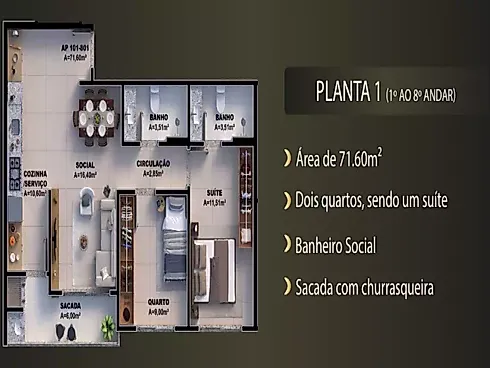 Apartamento em Pedra Branca, Palhoça
