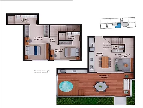 Apartamento em Pedra Branca, Palhoça