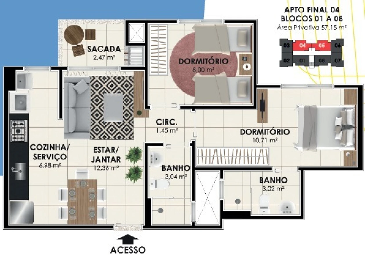Apartamento em Pedra Branca, Palhoça