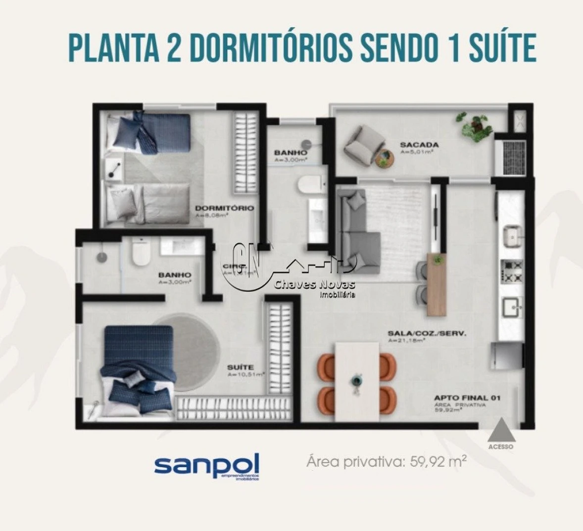 Apartamento em Aririu, Palhoça