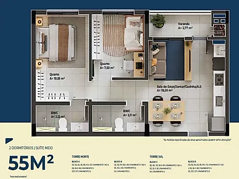 Apartamento 2 Quartos com 1 Suíte e 55m² - Praia Comprida - Foto 24