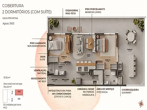 Apartamento 2 Quartos no Vivanti Pedra Branca Home - Pedra Branca - Foto 23