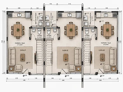Sobrado Geminado 2 Quartos com 2 Suítes e 77m² - Serraria - Foto 2