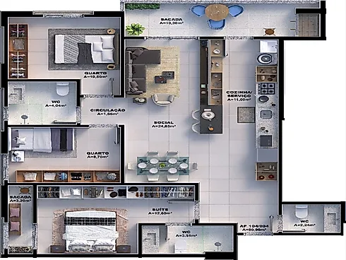 Dubai Residence | 99m², 3 Quartos, 2 Sacadas na Pedra Branca - Apartamento em Pedra Branca, Palhoça - Foto 2
