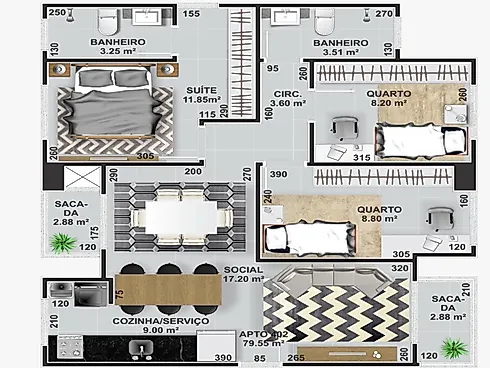 Portal do Sul | Apartamento 3 Quartos com Suíte no Aririú - Foto 18
