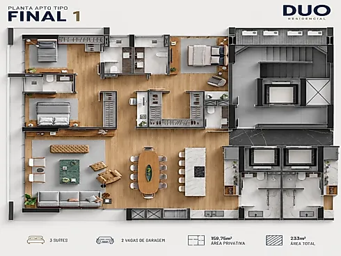 Apartamento 3 Quartos 159m² no Residencial Duo - Centro - Foto 11