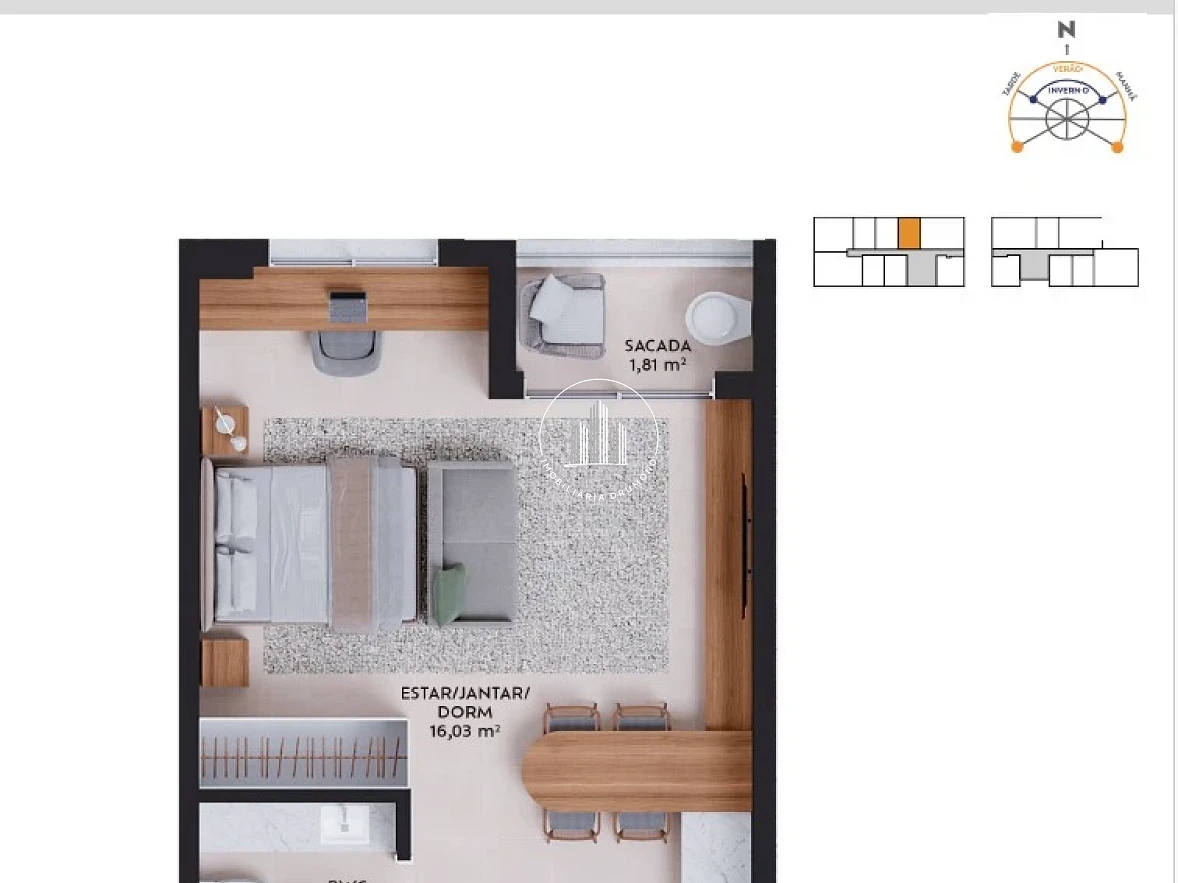 Studio em Pedra Branca, Palhoça. 1 quartos, 36m². Imagem 23 de 23