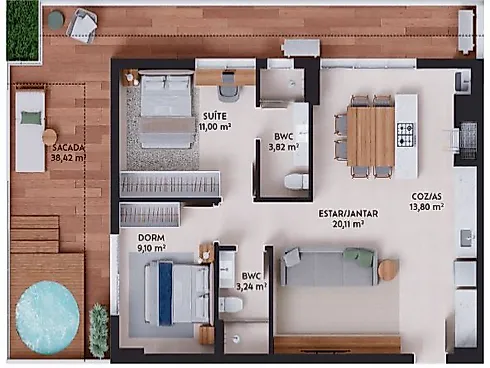 Apartamento em Pedra Branca, Palhoça