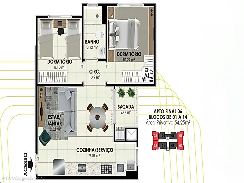Apartamento 2 Quartos - Pedra Branca - Apartamento em Pedra Branca, Palhoça - Foto 4