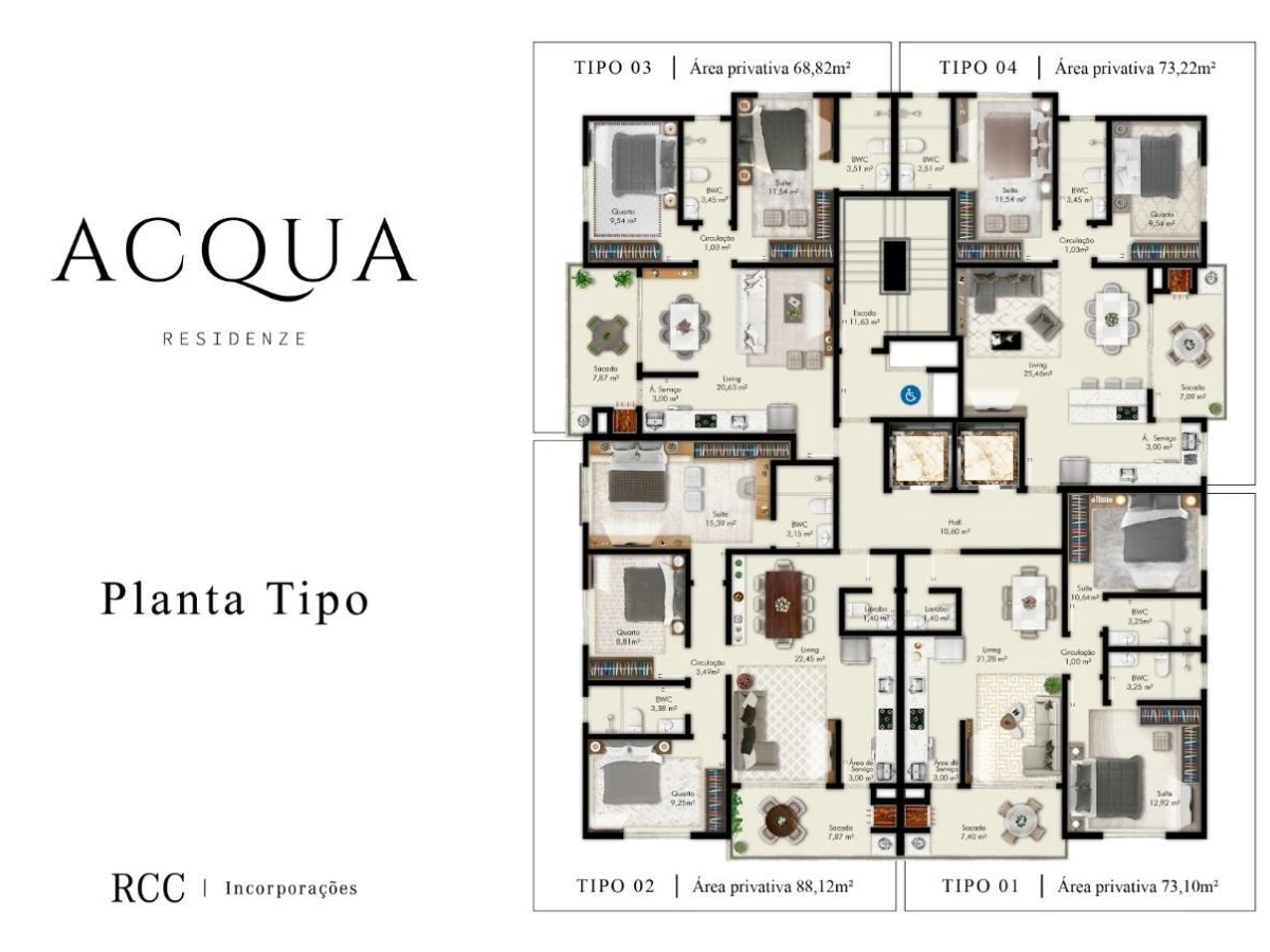 Apartamento em Pagani, Palhoça. 2 quartos, 68m². Imagem 3 de 11