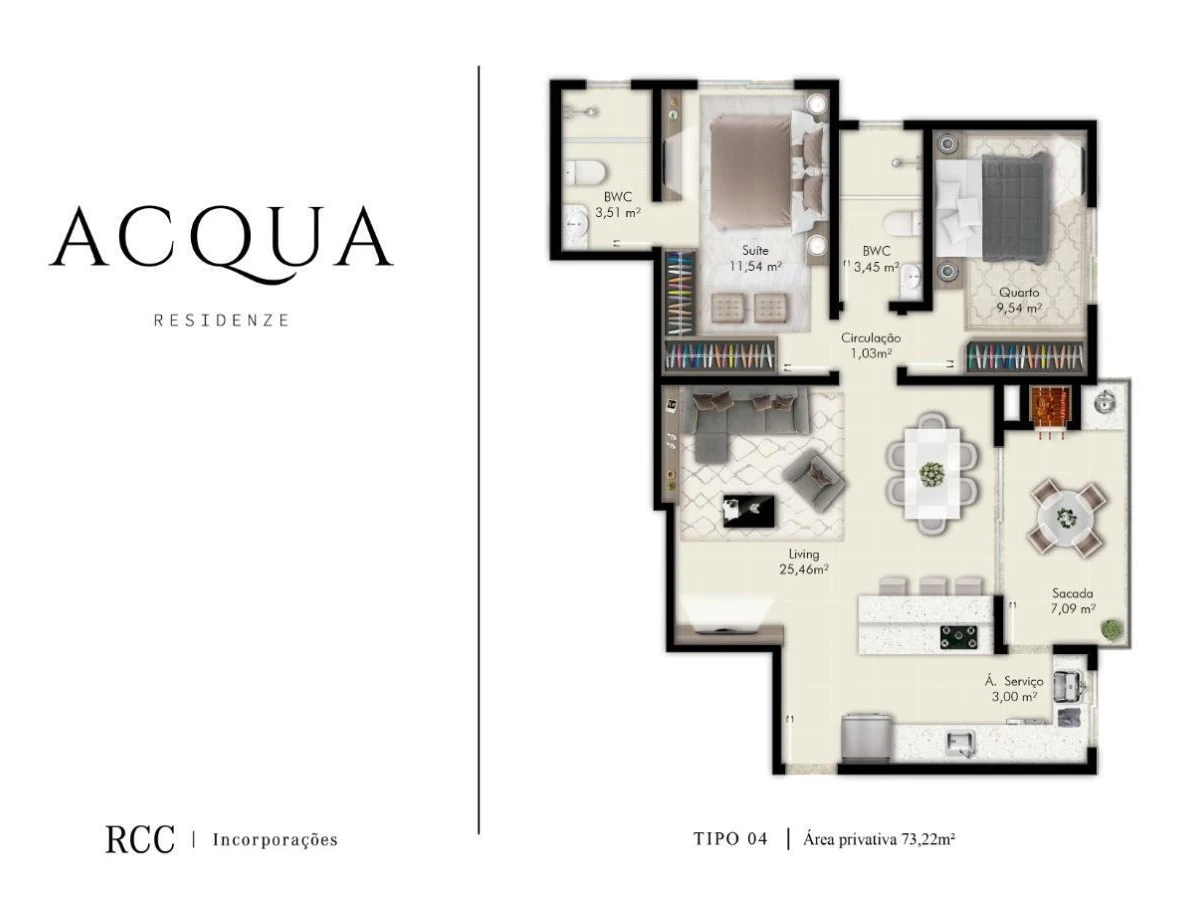 Apartamento em Pagani, Palhoça. 2 quartos, 68m². Imagem 4 de 11