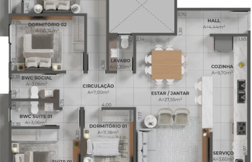 Apartamento em Pedra Branca, Palhoça