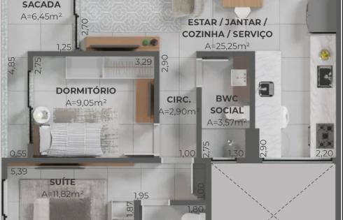 Apartamento em Pedra Branca, Palhoça