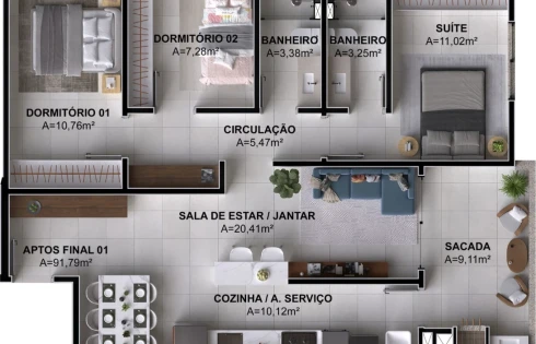 Apartamento em Pagani, Palhoça