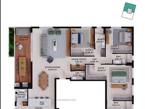 Apartamento em Pedra Branca, Palhoça