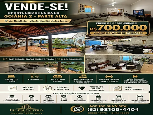 Casa em Vila Jardim São Judas Tadeu, Goiânia