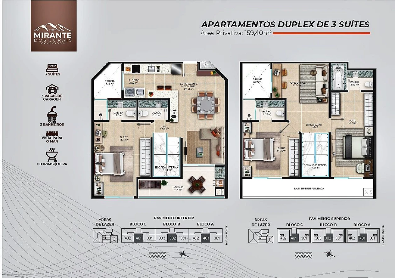 Cobertura Duplex, 3 Suites, Vista Mar - Coqueiros - Florianópolis/SC - Foto 20