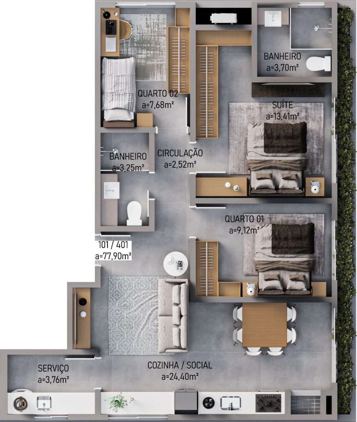 Apartamento com 3 Quartos (Suíte) - Cidade Universitária Pedra Branca - Palhoça/SC - Foto 9