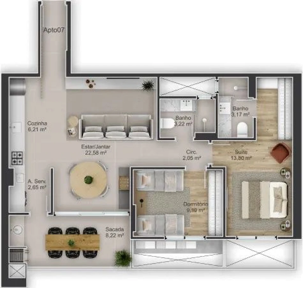 Apartamento em Kobrasol, São José