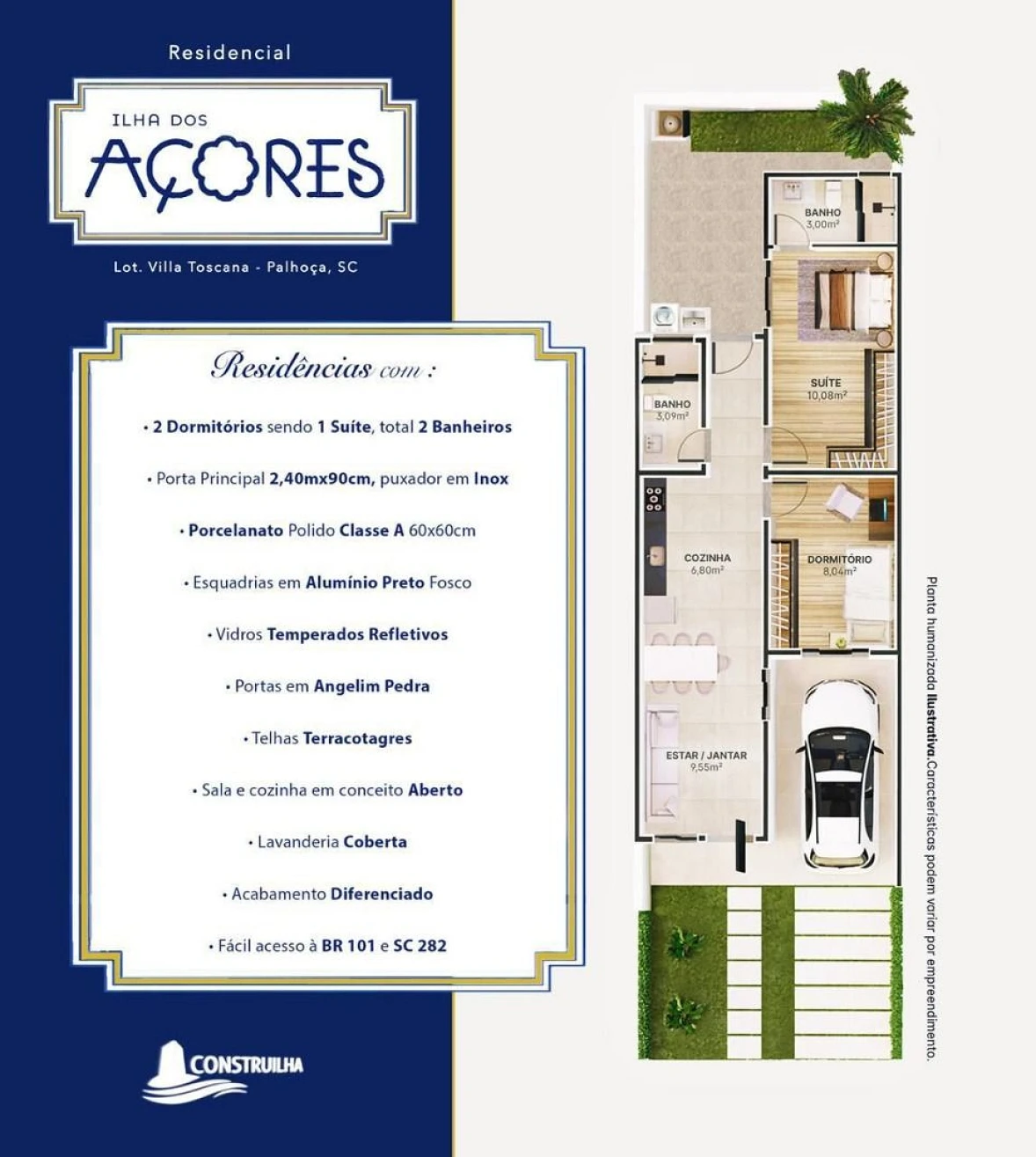 Casa com 2 Dormitórios à Venda, 49 m² - Aririú - Palhoça/SC - Foto 11