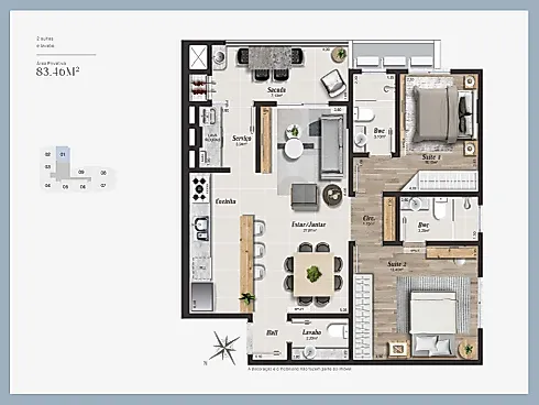 Apartamento em Kobrasol, São José