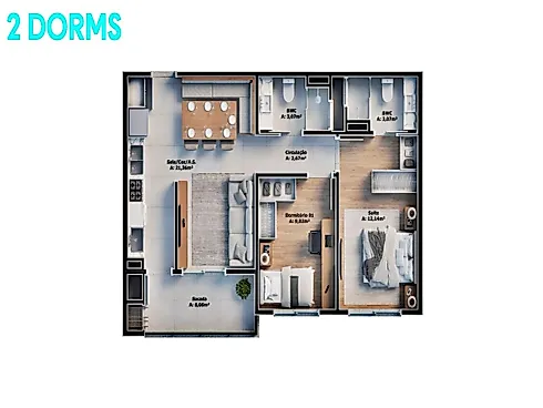 Apto 2 Quartos, 1 Suíte, 1 Vaga - Roçado - Foto 18