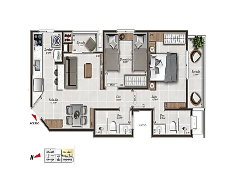 Apartamento em Pedra Branca, Palhoça