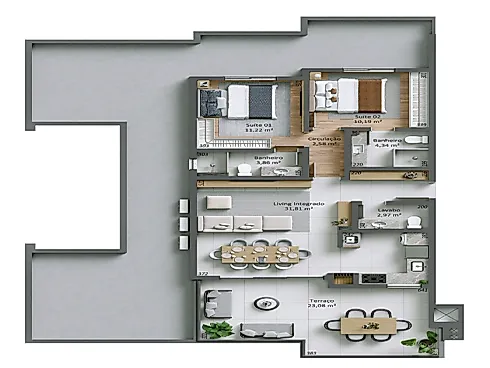 Apartamento 2 Quartos com 2 Suítes e 90m² - João Paulo - Apartamento em João Paulo, Florianópolis - Foto 4