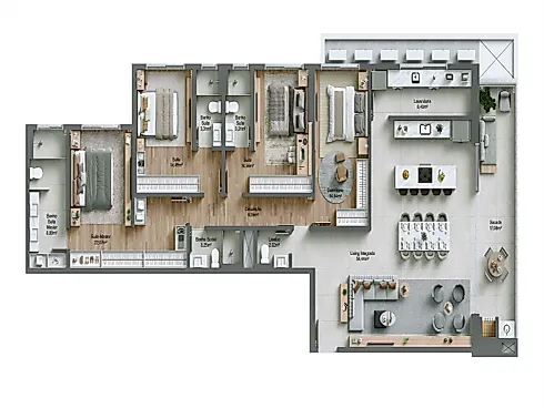 Apartamento 4 Quartos com 3 Suítes - Balneário Piçarras - Apartamento em Centro, Balneário Piçarras - Foto 4