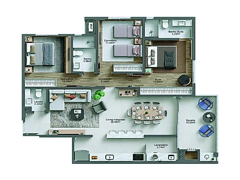 Apartamento 3 Dormitórios 121m², Vista Mar - Mar Positano, SC - Apartamento em Centro, Balneário Rincão - Foto 3