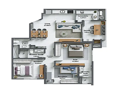Apartamento em Cruzeiro do Sul, Criciúma