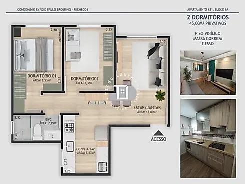 Apartamento 2 Quartos 45m² - Pachecos - Foto 13