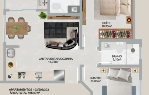 Apartamento em Forquilhinha, São José
