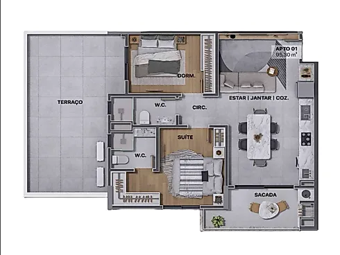 Apartamento 02 Dormitórios, 01 Suíte - 770.00000 - Apartamento em Centro, Navegantes - Foto 4