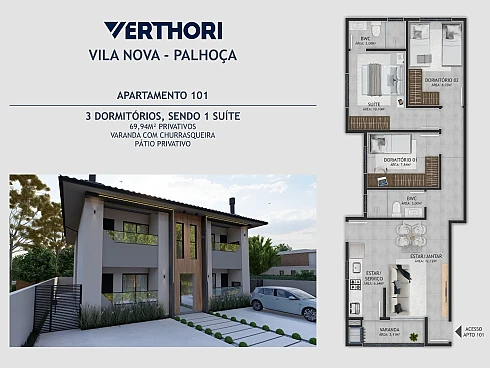 Apartamento em Barra do Aririú, Palhoça