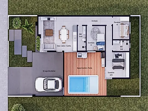 Casa, 3 Dormitórios (Suíte), Bela Vista, Palhoça/SC - Casa em Bela Vista, Palhoça - Foto 2