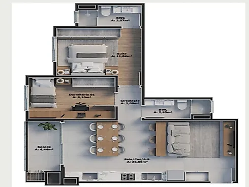 Apartamento com 2 quartos em Roçado, São José