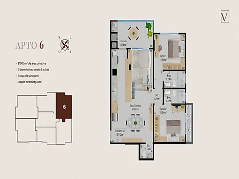 Apartamento 2 Quartos com 2 Suítes  - Barreiros - Apartamento em Barreiros, São José - Foto 3