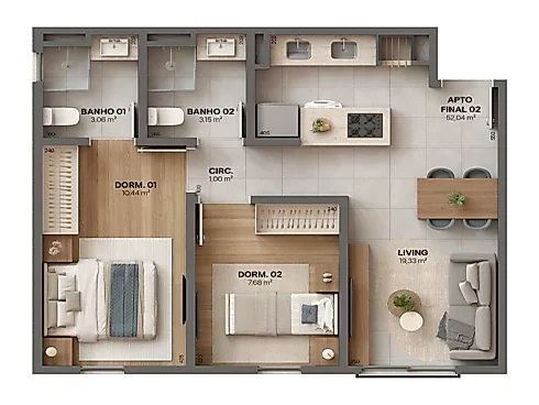 Apartamento 2 Quartos 52m² com Piscina - Areias - Foto 29