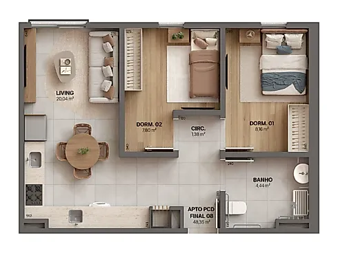 Apartamento Pcd 2 Quartos com Piscina - Areias - Foto 29
