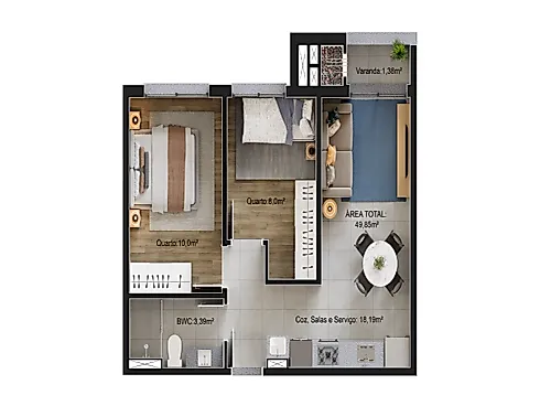 Apartamento 2 Quartos 49m² no Scire Way - Passa Vinte - Foto 15