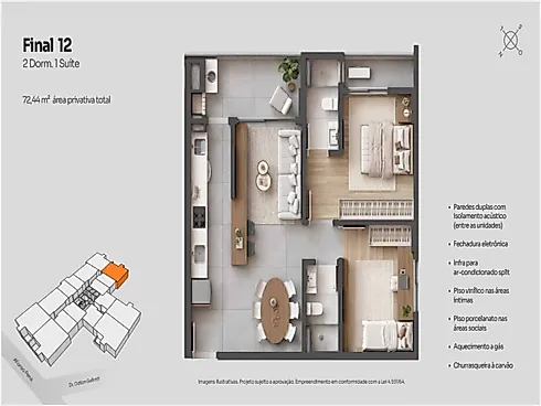 Apartamento 2 Quartos 72m² 1 Suíte no Cota 365 - Canto - Foto 9