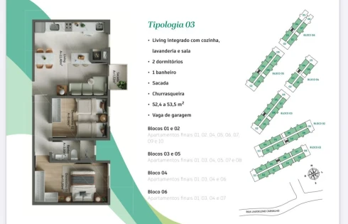 Apartamento em Forquilhinhas, São José