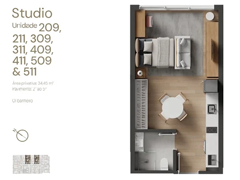 Studio em Coqueiros, Florianópolis