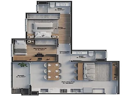 Apartamento 2 Dormitórios sendo 1 Suite no Kobrasol Ii, - Foto 17